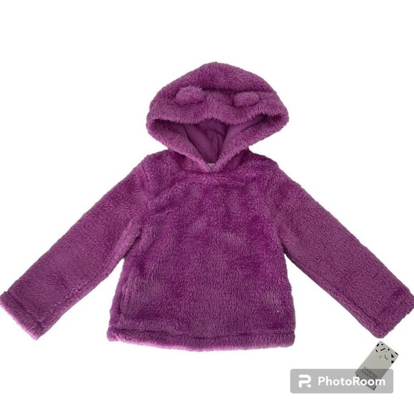 Harper Other - Harper Canyon NEW Girls Purple Lily Fuzzy Hoodie With Ears Size 4 Pullover